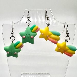 Shooting Star Earrings - Rainbow Earrings - Pastel Earrings - Spring Earrings